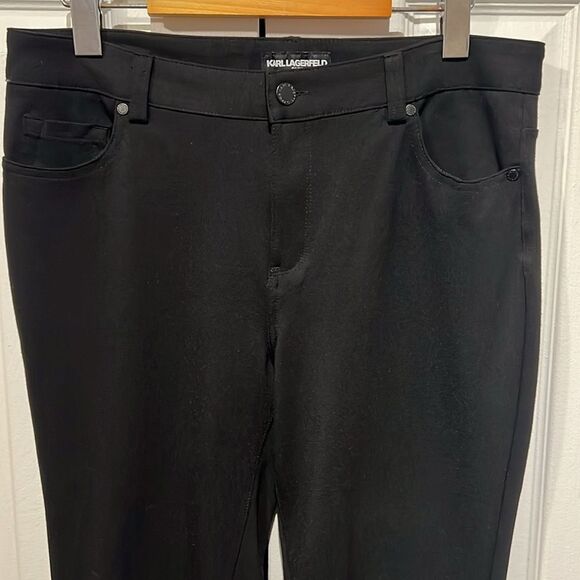 Karl Lagerfeld Black Stretch Straight Leg Pants Size 8 - Picture 2 of 10